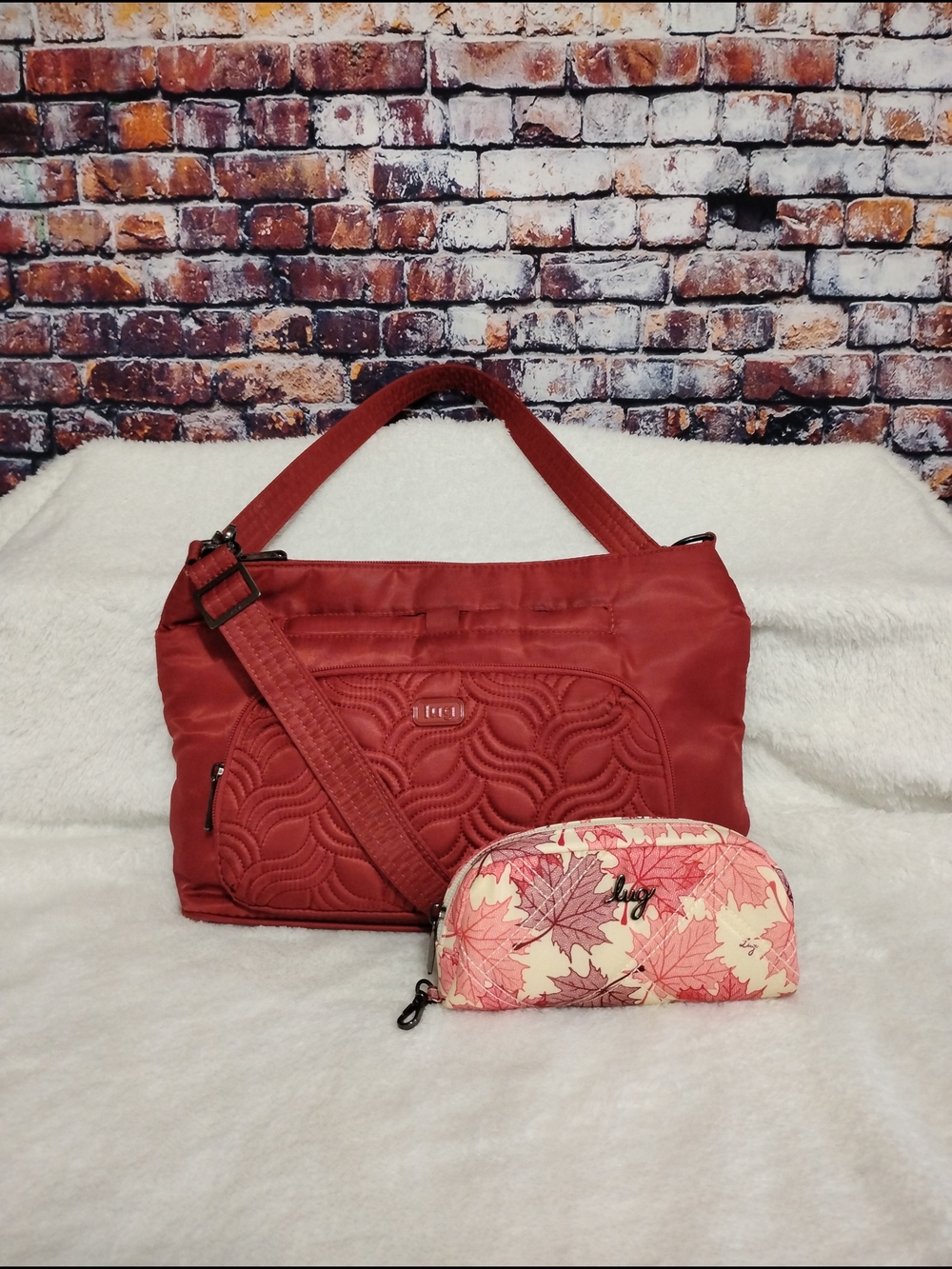 LUG Samba XL Rosewood Red Convertible Crossbody Handbag Bobsled XL Eyeglass Case